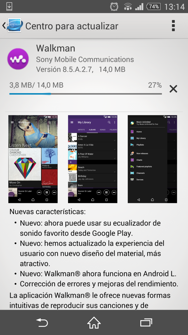 Sony actualiza Walkman con material design