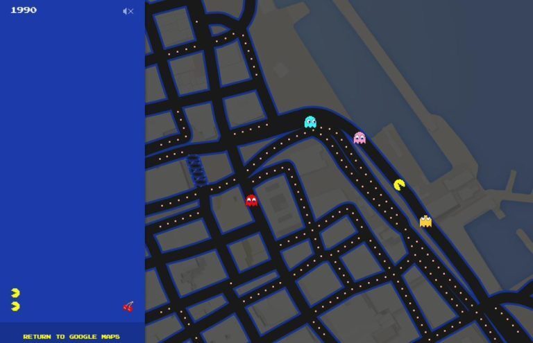 Juega pac-man en Google maps